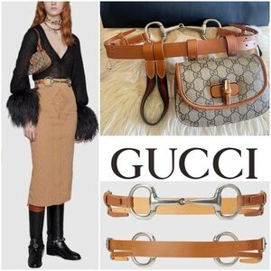 GUCCI GG Supreme Monogram Web Brown Leather Bamboo Belt Bag 3-in-1 bag*NEW